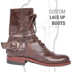 Get yourself a pair of Atitlan Leather's custom leather boots!  The 100% leather soles are hand stitch using the Good Year Welt construction method to ensure only the BEST quality leather soles.  Choose from over a dozen different types and colors of leather.  Our PDF guides you step by step on how to accurately measure your foot for the perfect fit every time.  Don't like the buckle?  Leave a note and we'll make it without the buckle.  Want a zipper on the size instead of having to lace up the Victorian Boots, Handmade Leather Boots, Womens Booties, Brogue Boots, Custom Boots, Good Year, Hand Stitch, Booties Ankle Boots, Handmade Lace