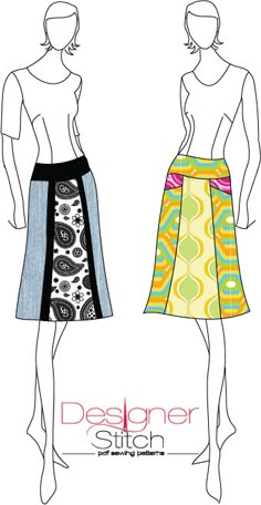 two women's skirts with different patterns on them