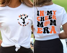 Personalized In My Cheer Mom Era Shirt, Custom Cheer Mama Era Shirt, Cheer Mom Shirt, Custom Gift, Cheerleading, Cheer Squad T-Shirt Thank you so much for choosing us! How To Order 1️⃣ Please review all the information provided before placing an order. 2️⃣ Select the shirt type and size using the drop down menu. 3️⃣ Select the color of the shirt using the following drop down menu. 4️⃣ Once all your desired items are in your cart you may complete your order by entering your payment method, desire Cheap Cheerleading Fan Apparel T-shirt, Custom Cheer Shirts, Cheer Squad Gifts, School Spirit Shirts Designs, Cheerleader Gift, Cheer Mom Shirt, Cheer Team Gifts, Cheerleading Mom, Cheerleading Shirts