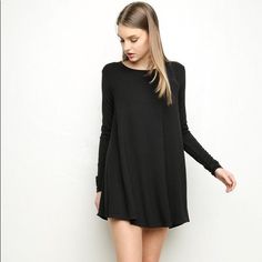 Brandy Melville Black Long Sleeve Shirt Dress All Orders Ship In 1-3 Business Days! Brandy Melville Vintage Black Shirt Dress One Size (Fits Most Similarly To A Small) Color: Black Brand: Brandy Melville Style: Shirt Dress Condition: Nwt (Never Worn, Perfect Condition)No Flaws, No Holes, No Rips, No Stains, No Pilling, No Visible Signs Of Wear // Clean Condition Measurements (See Photos): - 32" Length - 26.5" Front Center Length - 21" Bust All Measurements Are Approximate! Material: - Self: 57% Casual Long Sleeve Mini Dress For Night Out, Casual Long Sleeve Dress For Date Night, Shift Mini Dress For Daywear In Fall, Fall Shift Mini Dress For Daywear, Black Long Sleeve Dress For Night Out In Spring, Casual Black Long Sleeve Dress For Fall, Casual Black Long Sleeve Dress For Summer, Casual Black Long Sleeve Summer Dress, Solid Mini Dress For Fall Daywear