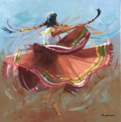 an oil painting of a woman dancing