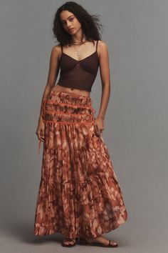 Rent Sheer Volume Maxi Skirt from Nuuly. Pick 6 items for $98/month. Free shipping + returns. Long Skirts Boho, Sheer Maxi Skirt, Skirt Ideas, Tiered Midi Skirt, Pakistani Style, Community Of Women, Boho Clothes, Tiered Skirts, Tiered Maxi Skirt