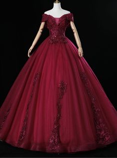 The art of dress purchasing is a difficult art, which we all need to learn, but somehow, the women have the best knowledge about purchasing. The present Burgundy ball gown appliques decorated dress is the blessings of the hard work to remain in contact with the prevalent fashion and design. Burgundy is the color, the cloth of which is widely used to create the dress of extreme beauty, a unique color of the dress can increase the sale of the product. We have off the shoulder style of the neckline, which is one of the prevalent modern styles of the dressworld, we also have ball gown as the overall design which was followed to prepare the wearing stuff. We can observe that every part of the dress is well-settled, which expresses the beauty of the dress in a good manner. Wine Red Ball Gown, Red Sweet 16 Dresses, Red Sweet 16, Burgundy Ball Gown, Extreme Beauty, Wedding Cardigan, Sweet 16 Dress, Red Ball Gown, Perfect Dresses