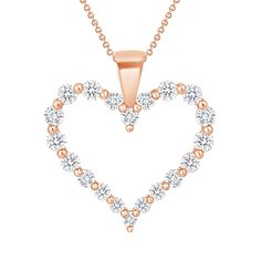 This Shared Prong 0.85 carat diamond heart pendant necklace is the perfect way to show your love. Available in stunning yellow, rose and white gold, this elegant piece is sure to complement any outfit. The 16" chain adds a touch of sophistication and charm. Sparkle your way through the day with this timeless pendant! Platinum Chain, 18k Gold Chain, Diamond Heart Pendant Necklace, Detailed Necklace, Heart Pendant Diamond, Gold Platinum, Diamond Heart, Heart Pendant Necklace, Diamond Stone