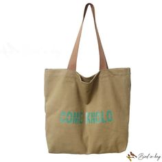 Bird in Bag - Large capacity canvas tote bag new fashion shoulder bag junior high school students cramming bag Beige Letter Print Shoulder Bag For School, Beige Shoulder Bag With Letter Print For School, Casual Softback Canvas Shopping Bag, Back To School Canvas Bag For Daily Use, Casual School Canvas Bag In Rectangular Shape, Casual Rectangular Canvas Bag For School, Large Capacity Beige Shoulder Bag For Back To School, Casual Rectangular Canvas School Bag, Casual Satchel Canvas Bag With Letter Print