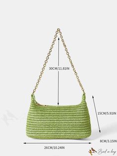 BirdinBag - Versatile Straw Bag: Stylish Vacation Essential Summer Satchel Shoulder Bag For Errands, Green Rectangular Baguette Bag For Travel, Summer Shoulder Bag For Errands, Green Bag With Zipper For Daily Use, Green Shoulder Bucket Bag With Mobile Phone Pocket, Green Shoulder Bucket Bag With Mobile Phone Holder, Green Bag With Zipper Closure For Daily Use, Green Shoulder Bucket Bag With Phone Pocket, Pouch Crochet Bag For Errands