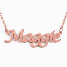 MAGGIE - Personalized Name Necklace - 18k Rose Gold/Gold plated/Silver tone - Free Gift Box & Bag - Maggie Name Wallpaper, Maggie Name, Office Necklace, Sims Names, Personalised Necklace, Wallpaper Girly, Character Pictures, Cute Couple Outfits, Custom Name Necklace