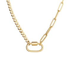 Annie Apple Esti Carabiner Sterling Silver Gold Vermeil Chain Necklace | Bermuda Watch Company | Wolf & Badger Leather Fob, Chunky Gold Necklaces, Gold Vermeil Jewelry, Ring Inspo, Forever Jewelry, Sparkly Things, Vermeil Jewelry, Demi Fine Jewelry, Jewelry Ring Box