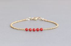 Coral Red Color, Dainty Gold Bracelet, Multiple Bracelets, Bracelet Stacking, Soft Coral, Coral Bracelet, Hill Tribe Silver, Bracelet Bead, Bracelet Dainty