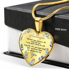 FREE WORLDWIDE SHIPPING ON ALL ORDERS! Granddaughter is a precious jewel that we cherish in heart forever, celebrate her every special occasion, and remind her of that your loves forever. High-quality heart shape necklace made with surgical steel that has the greatest amount of corrosion resistance and builds to last. Available in Stainless Steel or 18K Yellow Gold, comes with luxury gift box. #birthday #graduation #wedding #highschool #christmas #sweet16 Nickel-free Heart Necklace For Personalized Gift, Personalized Heart Necklace For Birthday & Valentine's Day, Heart Shape Necklace, Customizable Heart-shaped Valentine's Day Necklace, Personalized Heart-shaped Birthstone Necklace For Valentine's Day, Necklace For Granddaughter Under $25.00, Gift For Granddaughter, Free Boxes, Heart Shaped Necklace