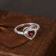 Natural Garnet Heart Ring, 925 Sterling Silver Ring, Red Stone Ring, Wedding Engagement Ring, Stacking Ring, Birthstone Ring, Everyday Ring  👉Product Details:- Stone Name :-Garnet  Stone Shape:- Heart Stone Size    :- 6mm Metal Purity  :- 925 Sterling Silver with 925 Stamp 👉Feedback:- Dear Buyer, Your Reviews Is Very Important For Me As I Am A Small Seller And I Need Your Love And Support To Run My Etsy Shop. Five Star Review Is Highly Appreciated And If You Have Any Query Or Complaint Regardi Silver Crystal Ring For Valentine's Day Proposal, Valentine's Day Silver Heart Birthstone Ring, Heart-shaped White Gold Birthstone Ring For Valentine's Day, Red Diamond Heart Ring For Anniversary, Red Heart Diamond Ring For Anniversary, Heart-shaped Sterling Silver Birthstone Ring For Valentine's Day, Heart-shaped Diamond Ring For Anniversary, Red Heart Shaped Diamond Anniversary Ring, Valentine's Day Heart-shaped Sterling Silver Birthstone Ring