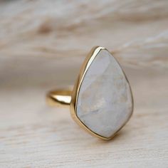 Moonstone Gold Plated Ring *  Statement Ring * Gemstone Ring * Rainbow Moonstone * Gold Ring  * Large Ring Statement * BJR256 Gold Rings With Large Stone For Anniversary, Gold Brass Moonstone Ring For Wedding, Gold Brass Moonstone Wedding Ring, Celestial Gold Moonstone Ring, Gold Open Ring With Large Stone, Yellow Gold Brass Moonstone Ring For Gift, Gold Moonstone Open Ring With Natural Stones, Elegant Gold Teardrop Moonstone Ring, Gold Celestial Moonstone Ring In 14k