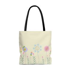 This practical, high-quality Tote Bag is available in three sizes. All over print provides comfort with style at the beach or out in town. Made from reliable materials, lasting for seasons. .: 100% Polyester.: Boxed corners.: Black cotton handles.: Black lining.: NB! Size tolerance 0.75" (1.9 cm)) Trendy Multicolor Bags For Personal Use, Trendy Bags With Adjustable Strap, Trendy Bags With Adjustable Strap For Personal Use, Cream Tote Bag As A Gift, Spring Cream Bag As Gift, Cream Bags As Spring Gifts, Cream Bags For Spring Gift, Cream Large Capacity Bag As Gift, Cream Large Capacity Bag For Gifts