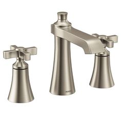 two faucets in brushed steel finish