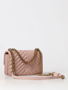 Mini Bag PINKO Woman color Pink Pink Shoulder Bag, Color Blush, Purple Bags, Yellow Leather, Mini Handbags, Pink Mini, Grey And Beige, Green Bag, Black Handbags