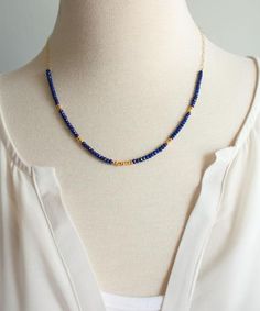 Lyra Lapis Banded Gemstone Necklace | Blue Beaded Delicate Necklace | Boho Jewelry | Lapis Vermeil N Sapphire Rondelle Jewelry Gift, Sapphire Rondelle Jewelry For Gift, Blue Faceted Lapis Lazuli Beaded Necklaces, Sapphire Beaded Jewelry Gift, Sapphire Beaded Jewelry For Gifts, Blue Faceted Lapis Lazuli Beaded Necklace, Adjustable Faceted Blue Crystal Necklace, Sapphire Faceted Beads Jewelry Gift, Blue Faceted Round Bead Necklaces