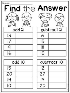 printable worksheet for students to practice number names and subtract numbers