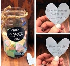 the jar is filled with hearts and messages