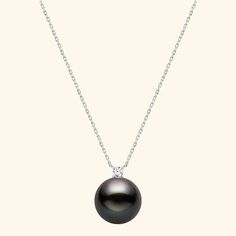 Tahitian Pearl 18K Gold Diamond Necklace Tahitian Pearl 18K Gold Diamond Necklace The Mystery Collection Luxury Tahitian Pearl Necklace With Pearl Pendant, Fine Jewelry Tahitian Pearl Pendant, Luxury Tahitian Pearl Round Necklace, Luxury Tahitian Pearl Round Pendant Jewelry, Black Tahitian Pearl Single Strand Necklace, Tahitian Pearl Necklace, Saltwater Pearls, Gold Diamond Necklace, Akoya Pearls