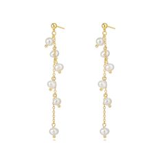 Set the tone for your look with these Melanie Pearl Drop Earrings! Suspended from a delicate chain, these statement-making faux pearls bring a hint of fun to any ensemble. Accessorize in style and add a playful touch to your look! 2.5" Drop 5mm Pearls 18k Gold Plated over Stainless Steel Hypoallergenic Water & Tarnish Resistant Brazilian Gold, Wedding Jewellery Collection, Sunglass Chain, Braid Ideas, Jewelry Studio, Earring Ideas, Delicate Chain, Drop Earring, Pearl Drop Earrings