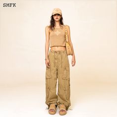 SMFK WildWorld Vintage Paratrooper Pants In Wheat Size Chart Waist Hip Length S 76 108 104 M 80 106 106 L 84 110 108 Model Info (In CM): Height 170cm, Weight 45kg, Size M Materials: 100% Cotton Shop Pants, Pants Women Fashion, Knitted Vest, Pants Women, Vest Top, Hip Length, Wheat, Women Fashion, Fashion Shop