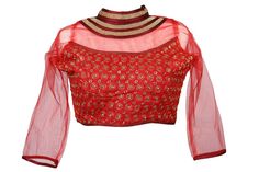 Red Net Mirror Embroidered Readymade Saree Blouse Crop Top Party Wear, Readymade Saree, Indian Blouse, Saree Blouses, Blouse For Women, Saree Blouse, Party Wear, Get Ready, Blouses For Women