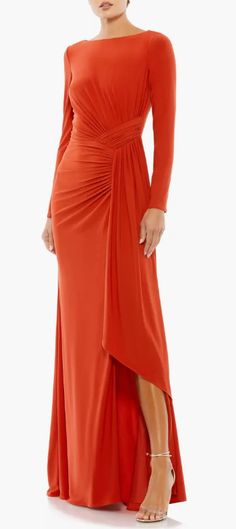 NORDSTROM Long Sleeve Jersey Evening Gown MAC DUGGAL $400 Gowns For Winter, Dubai Wardrobe, Bride And Mom, Dresses To Wear To Weddings, Dress Mother Of The Groom, Parade Dress, Long Sleeve Dress Formal, Long Sleeve Gown, Mob Dresses