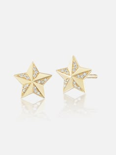 Gold Star-shaped Diamond Earrings, Star-shaped Yellow Gold Diamond Earrings As Gift, Yellow Gold Star-shaped Diamond Earrings For Gift, Luxury Yellow Gold Star Earrings, Yellow Gold Star Diamond Earrings For Gift, Pyramid Eye, Bridal Bracelet Pearl, Jewelry Cartier, Star Earring