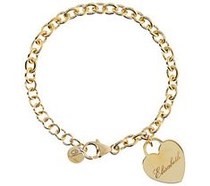 Personalized accessories make thoughtful gifts. Go ahead and pick up this heart charm bracelet for your loved one or treat yourself to this customized piece -- you deserve it! From Veronese Collection® Jewelry. Elegant Bracelets With Heart Charm For Personalized Gift, Classic Heart Bracelet For Valentine's Day Gift, Elegant Bracelets With Heart Charm, Classic Heart Pendant Bracelet As Gift, Elegant Heart Shaped Bracelets For Anniversary, Elegant Heart Bracelet For Anniversary, Classic Heart Charm Bracelet For Anniversary, Heart Charm Bracelet For Anniversary, Heart Charm Name Bracelet For Personalized Gifts