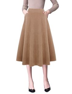 PRICES MAY VARY. High waist with elastic waistband on the back Side pockets and side invisable zipper fly Below the knee length, mid calf wool skirts Wool blended fabric, classic plaid pattern, and new add solid color, suitable for spring/fall/winter Wool skirts for womens vintage aline flared pleated maxi midi long skirts Cashmere Skirt, Long Wool Skirt, Classic Skirts, Long Skirts, Pleated Maxi, Midi Skirts, Wool Skirts, Pleated Midi Skirt, Green Skirt