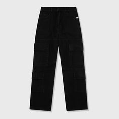 Straight Denim Cargo Pants - Black Black Denim Pants, Female Silhouette, Denim Cargo Pants, Denim Cargo, Black Cargo Pants, Black Cargo, Cargo Jeans, Denim Pants, Black Denim