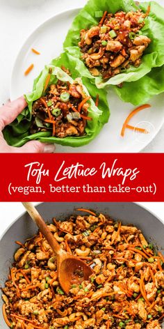 lettuce wraps with meat and vegetables in a pan