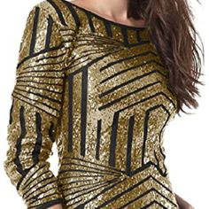 Tag Says Xxl But It’s More Suitable As An L/Xl. Sequin Glitter Long Sleeve Round Neck Backless Bodycon Stretchy Party Dress Xxl: Shoulder 16.14 , Bust 40.55 , Waist 34.25 , Hip 40.55 , Sleeve 19.69 , Length 37.01 (Inch) Material Does Not Stretch Fall Party Sequin Fabric With Glitter, Festive Sequin Dress For Night Out, Festive Party-ready Sequin Dress For Night Out, Long Sleeve Sequin Dress For Holidays, Festive Contrast Sequin Mini Dress For Night Out, Holiday Party-ready Fitted Sequin Fabric, Gold Sequin Fabric For Holiday Night Out, Christmas Long Sleeve Sequin Dress For Night Out, Fitted Glitter Print Dress For Party