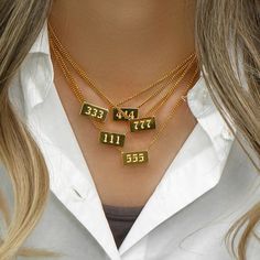 Angel Numbers Necklace from Glazd Jewels Gold Bar Necklace Engraved, Gold Engraved Necklace, 111 222 333 444 555, Lingot D'or, Gold Bar Pendant, Number Necklace, Pendent Necklace, Waterproof Jewelry, Angel Number