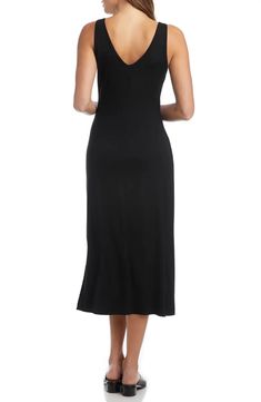 Karen Kane Brigitte Sleeveless Midi Dress | Nordstrom Flowy Sleeveless Dresses With Side Slits, Summer V-neck Maxi Dress With Flattering Silhouette, Sleeveless Midi Dress With Side Slits For Vacation, Flowy V-neck Midi Dress For Loungewear, Summer V-neck Midi Dress With Flattering Silhouette, Midi Dress With Side Slits For Vacation, Vacation Midi Dress With Side Slits, V-neck Viscose Dresses For Loungewear, Sleeveless Midi Dress With Flattering Silhouette For Summer