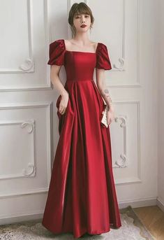 Escape princess dress, satin square collar party dress,red evening dressMaterial:satinColor:as picture or custom colorNeckline:off shoulderBack details:zipper or bandageStyle:pricessDress type:A-line<p>Features:square neck</p><br/><p>Customized service and Rush order are available.</p><br/><p>This dress could be custom made, there are no extra cost to do custom size and color.</p><br/><p>Please leave your phone number for shipping when Red Modest Satin Dress, Satin Dress Square Neck, Tea Length Red Dress, Red Satin Dress With Sleeves, Princess Type Dress, Red Dress Square Neckline, Long Elegant Satin Dresses, Satin Gowns With Sleeves, Red Satin Long Dress