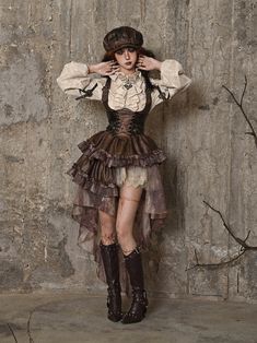 Steampunk Asymmetrical PU Maillard Chest Support Strap Skirt – Belchic Steampunk Outfit Ideas, Steampunk Outfits Women, Moda Steampunk, Steampunk Outfits, Ren Faire Outfits, Mode Steampunk, Strap Skirt, Steampunk Dress, Ren Fair