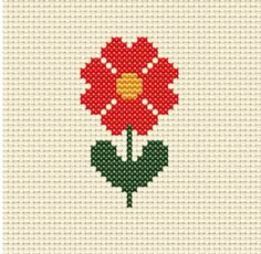 Red Daisy, Cross Stitch Pattern Are you ready to add a pop of floral fun to your walls? Look no further than our Counted Cross Stitch Red Daisy Pattern... Perfect for beginners and seasoned stitchers alike, this charming design is sure to add a pop of color to any space. Aida: 14 count ( 5,5 per cm) Pattern Size: 19 x 33 stitches Finished Size: 1.3 x 2.3 inches ( 3 x 6 cm ) Fabric Color: Antique White (101) Note: This listing is for a digital cross-stitch pattern only. Physical materials are not Small Cross Stitch Patterns Free Flowers, Easy Flower Cross Stitch Pattern, Poppy Cross Stitch Pattern, Mini Cross Stitch Flowers, Cross Stitch Flowers Simple, Cross Stitch Charts Free Pattern, Simple Flower Cross Stitch, Daisy Cross Stitch Pattern, Daisy Cross Stitch