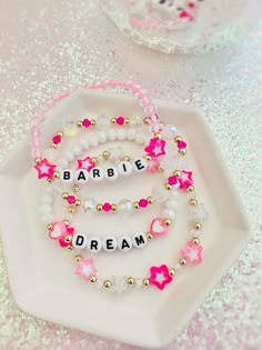 Barbie Inspired Bracelet Diy, Barbie Beaded Jewellery, Barbie Themed Jewelry, Barbie Seed Bead Bracelet, Diy Barbie Bracelet