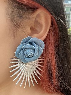 Denim Earrings, Blue Stud Earrings, Winter Typ, Neck Wrinkles, Denim Flowers, Rosé Heart, Shape Geometric, Leisure Fashion, Geometric Flower