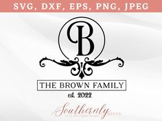 the brown family logo is shown in black and white