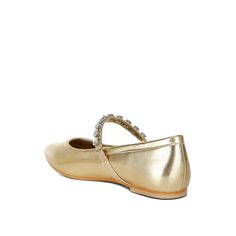 The luxurious metallic pleather Mary Jane ballerinas are a must-have addition to your wardrobe. With a classic diamante-embsllished strap, plush cushioned insoles, and flat heels, these shoes are as comfortable as they are stylish. Their versatile silhouette makes them easy to pair with any outfit!  Type: Mary Jane Ballerinas Upper Material: Metallic Pleather Outer Sole: TPR Closed Pointed Toe  Diamante Embellished Strap Comfortable Flat Heel Soft Cushion Insoles RCSH4970 Use a soft, damp cloth to clean stains, dust or dirt. When not in use, store items in a box or a protective dust bag in a cool, dry place Romper Swimsuit, Flat Heels, Denim Hoodie, Shoe Boot Sandals, Comfortable Flats, Slipper Socks, Leather Pieces, Flat Boots, Boot Sandals