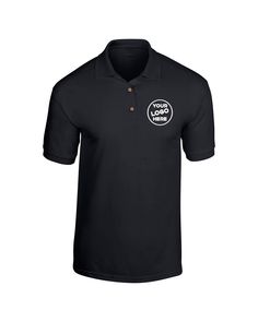 "Feature: - Embroidered Logo Text - Double-needle stitching throughout - Welt-knit collar and cuffs - Three-button placket with woodtone buttons - Hemmed bottom - Deco Eligible EMBROIDERY AREA: Left Chest 4\" x 4\" Embroidery Area for Your Logo Text Design & Back Embroidery Area is 5.5\" x 5.5\" HIGH QUALITY COTTON POLO SHIRT: Personalized Custom Made Polo Shirts - Add Your Own Text, Logo. Advertise Your Company, Organizations, Team. PRODUCT DETAILS: 100% Preshrunk Cotton Polo Shirt. Polo Sh Collared Cotton T-shirt With Embroidered Logo, Cotton Polo T-shirt With Embroidered Logo, Black Cotton Polo Shirt With Embroidered Logo, Black Collared T-shirt With Embroidered Logo, Cotton Collared T-shirt With Embroidered Logo, Classic Cotton Button-up T-shirt, Classic Polo Collar T-shirt With Button-up, Classic Polo Collar T-shirt With Button Closure, Cotton Polo Shirt With Embroidered Logo