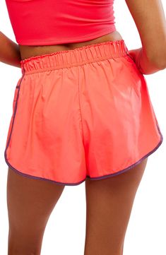 Work out or chill out in these sporty shorts designed with pleated sides for eye-catching dimension. 3" inseam; 40" leg opening; 12 1/2" front rise; 16 1/2" back rise (size Medium) Elastic waist Lined gusset 100% polyester Machine wash, tumble dry Imported Summer Athletic Shorts With Built-in Shorts For Jogging, Sportswear Athletic Shorts With Elastic Side Panels, Athleisure Shorts With Elastic Side Panels For Workout, Athleisure Workout Shorts With Elastic Side Panels, Workout Shorts With Elastic Side Panels, Athleisure Athletic Shorts With Elastic Side Panels, Athleisure Sports Shorts With Elastic Side Panels, Sporty Short Bottoms With Elastic Side Panels, Training Shorts With Elastic Side Panels