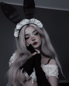 Cute Emo Girl, Short Grunge Hair, Grunge Girl, Emo Girls, Bunny Ears, Grunge Hair, Attractive People, Cat Girl, Girls Makeup