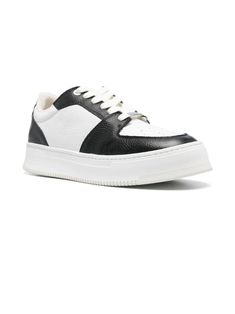 White and black calf leather Arcade sneakers, grained texture, front lace-up fastening, branded heel counter, logo patch at the tongue, perforated toebox, round toe, branded leather insole, French terry lining, flatform soleComposition: Calf Leather, 100% Ami Alexandre Mattiussi, Alexandre Mattiussi, Golden Goose Shoes, Prada Shoes, Luxury Shop, Sneakers White, Luxury Boutique, French Terry, Boat Shoes