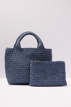 Elevate any look with the Sky's The Limit Small Tote from Sol and Selene. Crafted in durable woven neoprene, this functional bag features a detachable crossbody strap, a removable zipper pouch, and a snap closure. | SOL AND SELENE Women's Sky`s The Limit Small Tote Bag, Blue Blue Woven Leather Bag, Blue Woven Leather Bags For Daily Use, Blue Woven Leather Bag For Everyday Use, Modern Blue Woven Leather Bag, Blue Woven Leather Shoulder Bag For Shopping, Blue Woven Leather Shoulder Bag, Blue Woven Leather Top Handle Shoulder Bag, Blue Bags With Intrecciato Weave, Blue Top Handle Bag With Intrecciato Weave