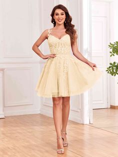 #color_Champagne Fitted Lace Dresses For Quinceanera, Quinceanera Dress With Lace Bodice And Sweetheart Neckline, Tulle Mini Dress For Homecoming And Prom Season, Mini Length Tulle Evening Dress For Prom, Homecoming Mini Tulle Dress, Lace Evening Dress With Lace Bodice For Quinceanera, Lace Bodice Evening Dress For Quinceanera, Lace Evening Dress With Lace Bodice For Homecoming, Lace Bridesmaid Dress For Prom Season