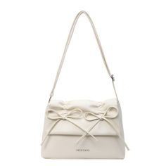 Aesthetic Bow Solid Color Leather Shoulder Bag Aesthetic Bow, Y2k Necklace, Baby Tees Y2k, Bow Bag, Backless Blouse, Bags For Teens, Y2k Baby Tee, Ballet Fashion, Beige Top