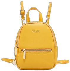 Forever Young Small Designer PU Leather Backpack - AM APPAREL Soft Leather Backpack, Forever Young, Leather Backpack, Soft Leather, Pu Leather, Handles, Backpacks, Collage, Yellow